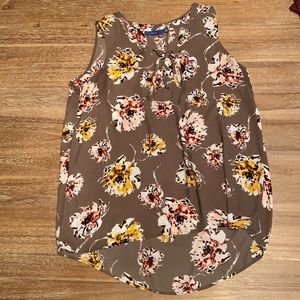 Tan Tank Blouse with florals